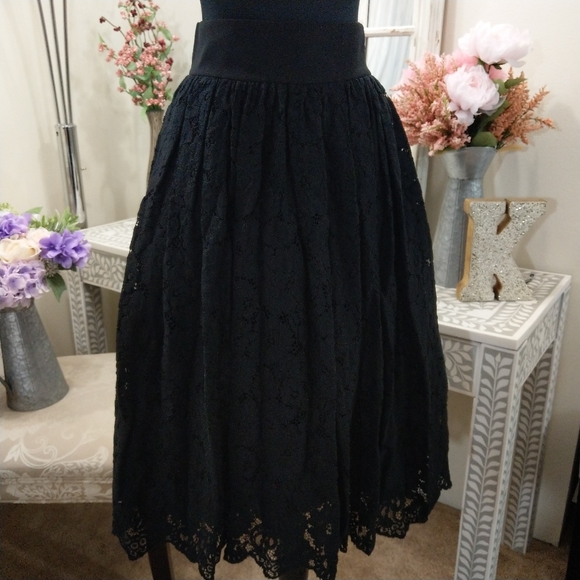🍒NWT🍒 TED BAKER BLACK LACE FULL SKIRT - Picture 8 of 15